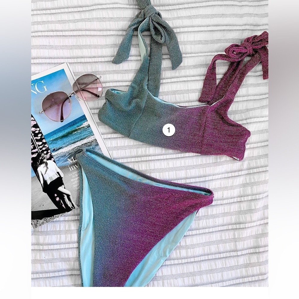 Beach Riot Avalon top blue purple shimmer ombré